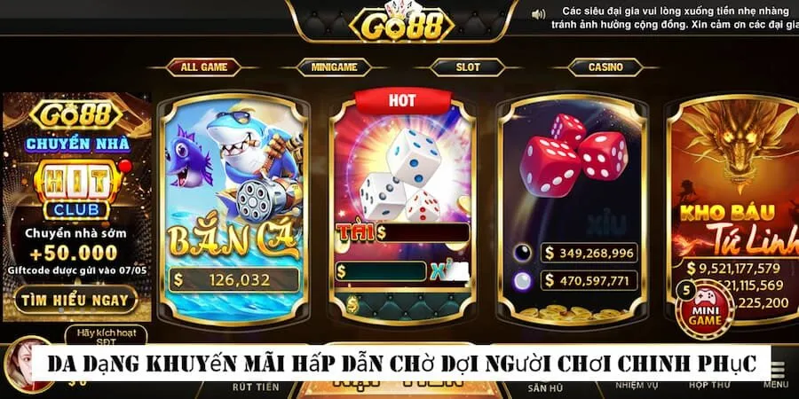 Những khuyến mãi hấp dẫn, độc quyền tại GO88